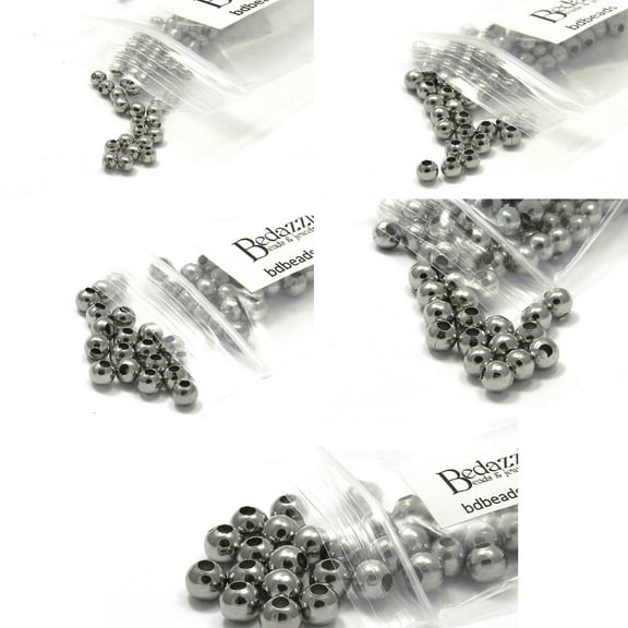 100 Surgical 304 Stainless Steel Smooth Dark Silver Round Spacer Ball Loose Jewelry & Craft Beads (3mm)