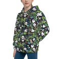 thumbnail image 2 of Sikiie Fun Panda Playing With Bamboo Leaves Youth Hoodie Sweatshirt Pullover Hooded Classic Casual Essentials Hoodiefor Boys Girls Kids -Small, 2 of 6