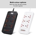 thumbnail image 4 of Sidaley Tira de tomacorrientes universal de 6 vías con puertos USB, enchufes eléctricos multifuncionales ignífugos, oficina, escuela, apartamento Electrónica  enchufe de EE. UU. Blanco, 4 of 6