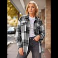 thumbnail image 4 of Ropa de Mujer para y Otoño, Elegante, de Larga, con Solapa, Holgada, A Cuadros, Chaqueta y Camisa de Franela con Botones. Gris L, 4 of 8