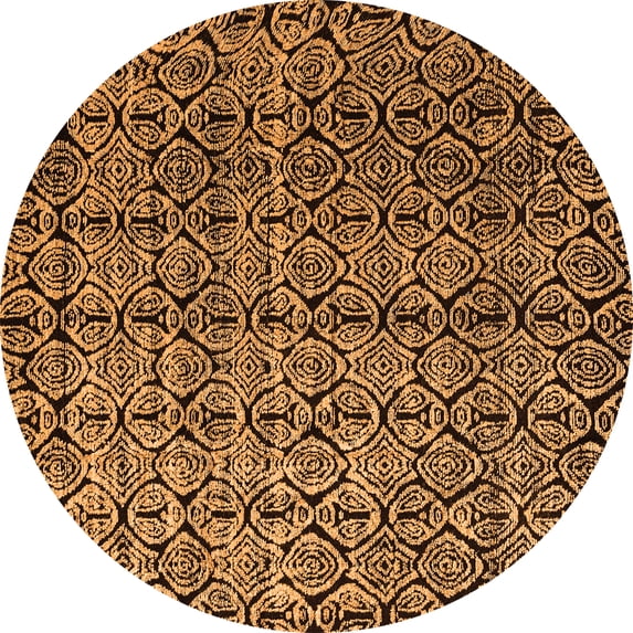 Ahgly Company Indoor Round Abstract Orange Modern Area Rugs, 8' Round