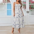 thumbnail image 2 of DHFJKG Bohomian Summer Dresses For Women Beach Long Dress Adjustable Spaghetti Straps Sweetheart Neck Floral Flowy A-Line Wedding Guest Dress Stylish Dresses, 2 of 6
