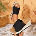 thumbnail image 4 of Platform Sandals for Women Chunky Wedge Espadrilles Lug Sole Non Slip Heels Comfortable Summer Walking Beach Shoes Black Size 9, 4 of 6
