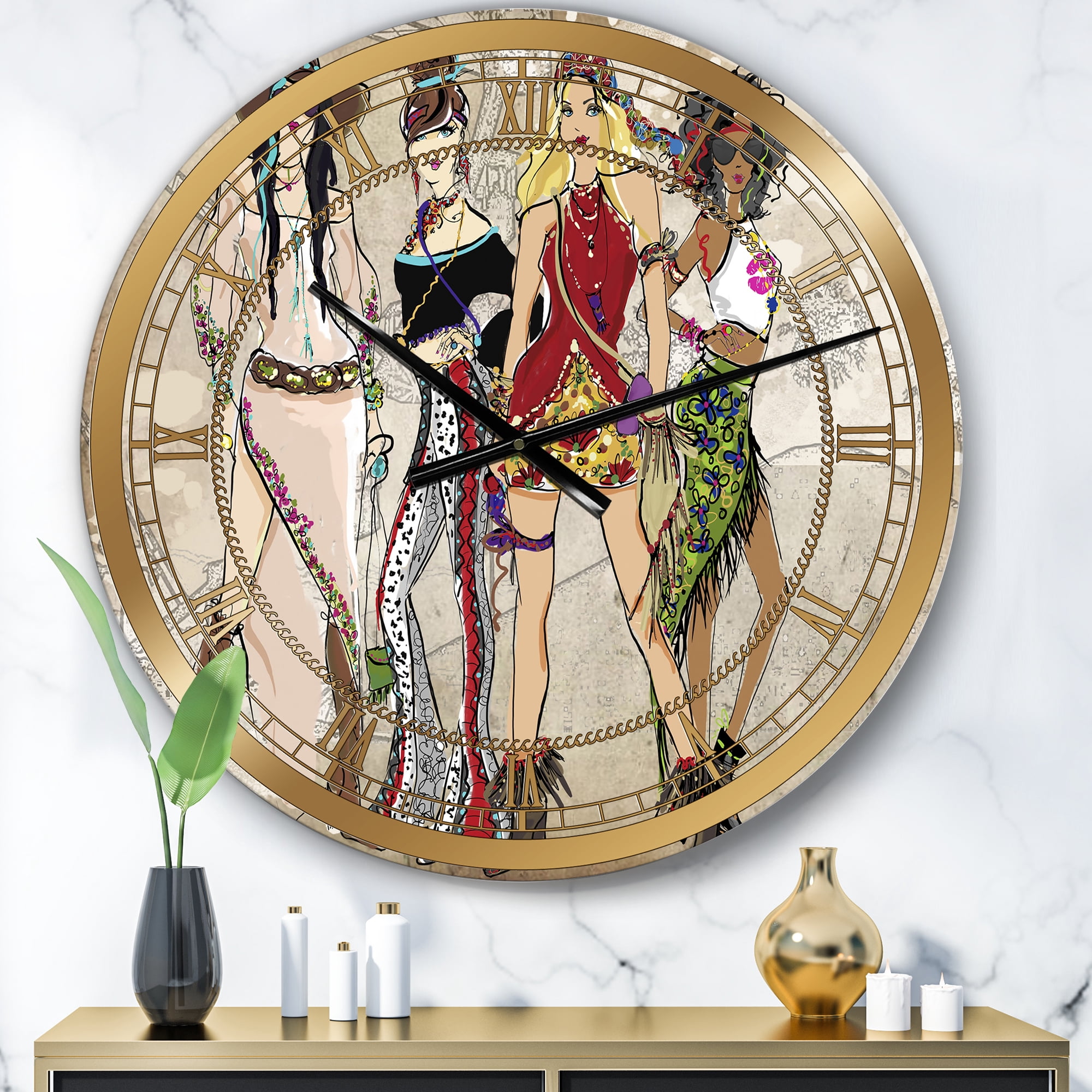 Designart Oversized Multicolor Analog Round Modern Wall Clocks, CLM25464-C23