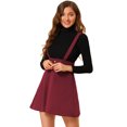 thumbnail image 1 of Unique Bargains Femmes Casual Ensemble Robe Sangle Bouton avant Bretelles Jupe, 1 of 6
