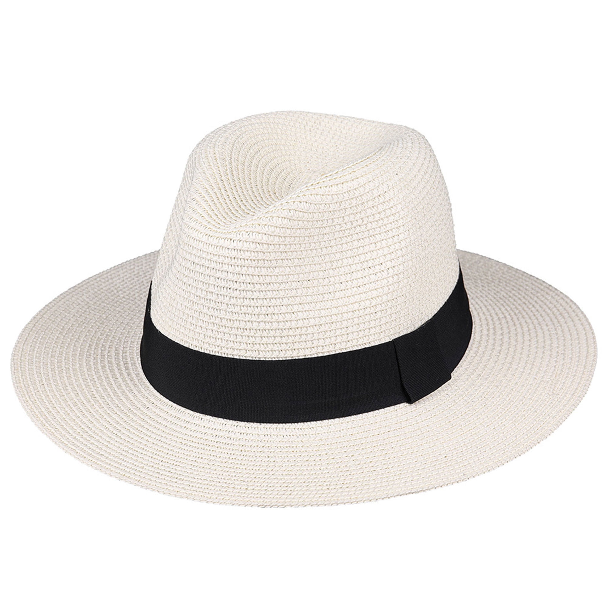 Faletony Straw Fedora Hat Classic Panama Hat Beach Sun Hats for Women Men 