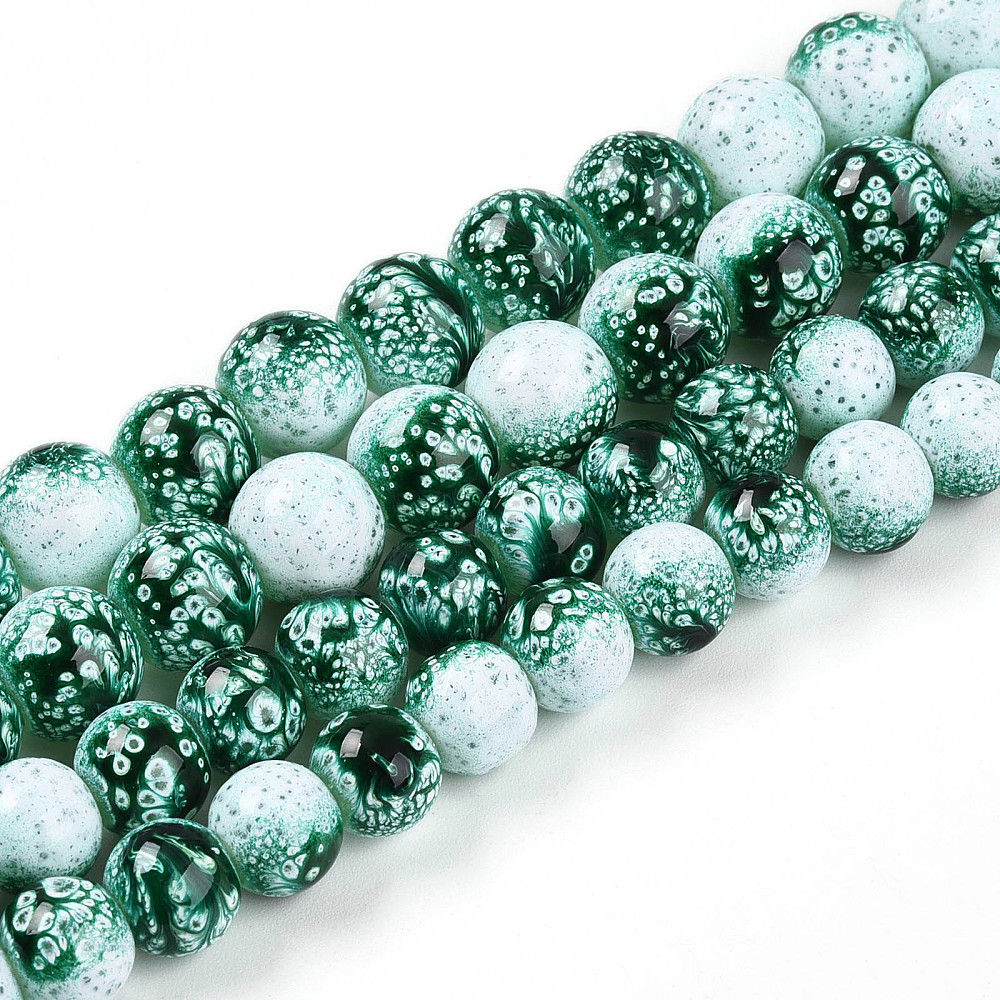 20Strand Transparent Baking Painted Glass Beads Strands Green 10~10.5mm Hole: 1.4mm about 79~83pcs/strand 29.92~31.10 inch(76~79cm)