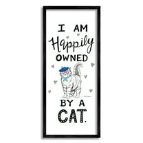 Stupell Industries Happily Owned By Cat Funny Phrase Feline French Beret, 13 x 30, Design by Deb Strain