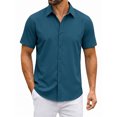 thumbnail image 2 of RICHCOIN Short Sleeve Mens Dress Shirts Casual Solid Shirts for Men Button Down Business Shirt, 2 of 7