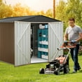 thumbnail image 3 of 2025 New Large Metal Storage Shed, Outdoor Storage Shed, Outdoor Storage Tool Shed with Lockable Doors and Air Vents, Garden Shed for Backyard Garden Patio, 3 of 7