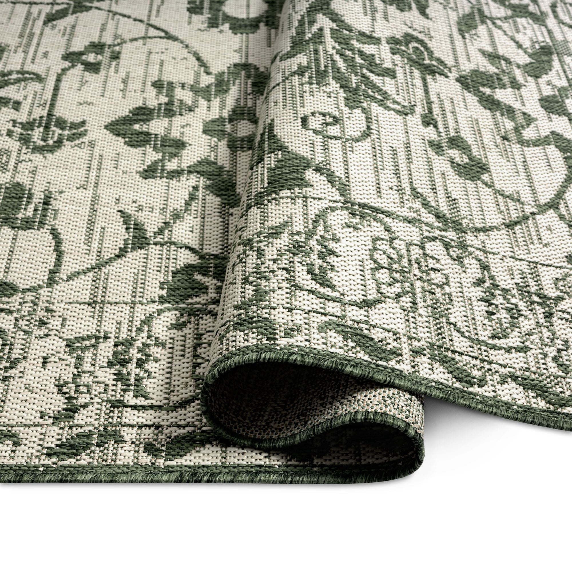 Nicole Miller New York Patio Country Ayala Botanical Floral Indoor/Outdoor Area Rug, Light Green/Ivory , 5'2"x7'2"