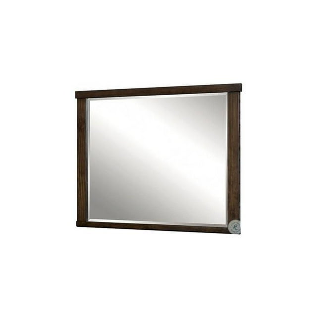 Benjara BM230646 Rectangular Wooden Frame Mirror with Mounting Hardware, Walnut Brown
