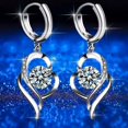 thumbnail image 5 of Cheers.US 1 Pair Long Drop Dangle Elegant Heart Shape Shiny Faux Crystal Wedding Bridal Earrings For Women, 5 of 8