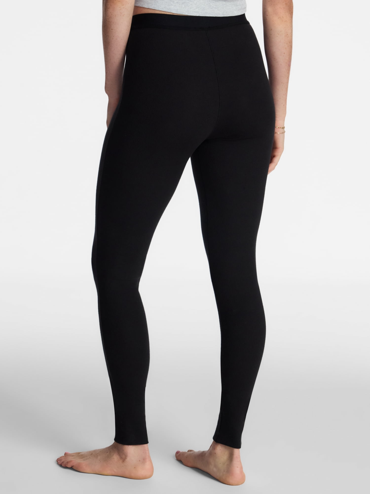 No Boundaries Cotton Stretch Ribbed Leggings, 30'' Inseam, Women's XS-XXXL