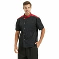 thumbnail image 4 of TOPTIE Unisex Short Sleeve Chef Coat Jacket, Black Snap, 4 of 8
