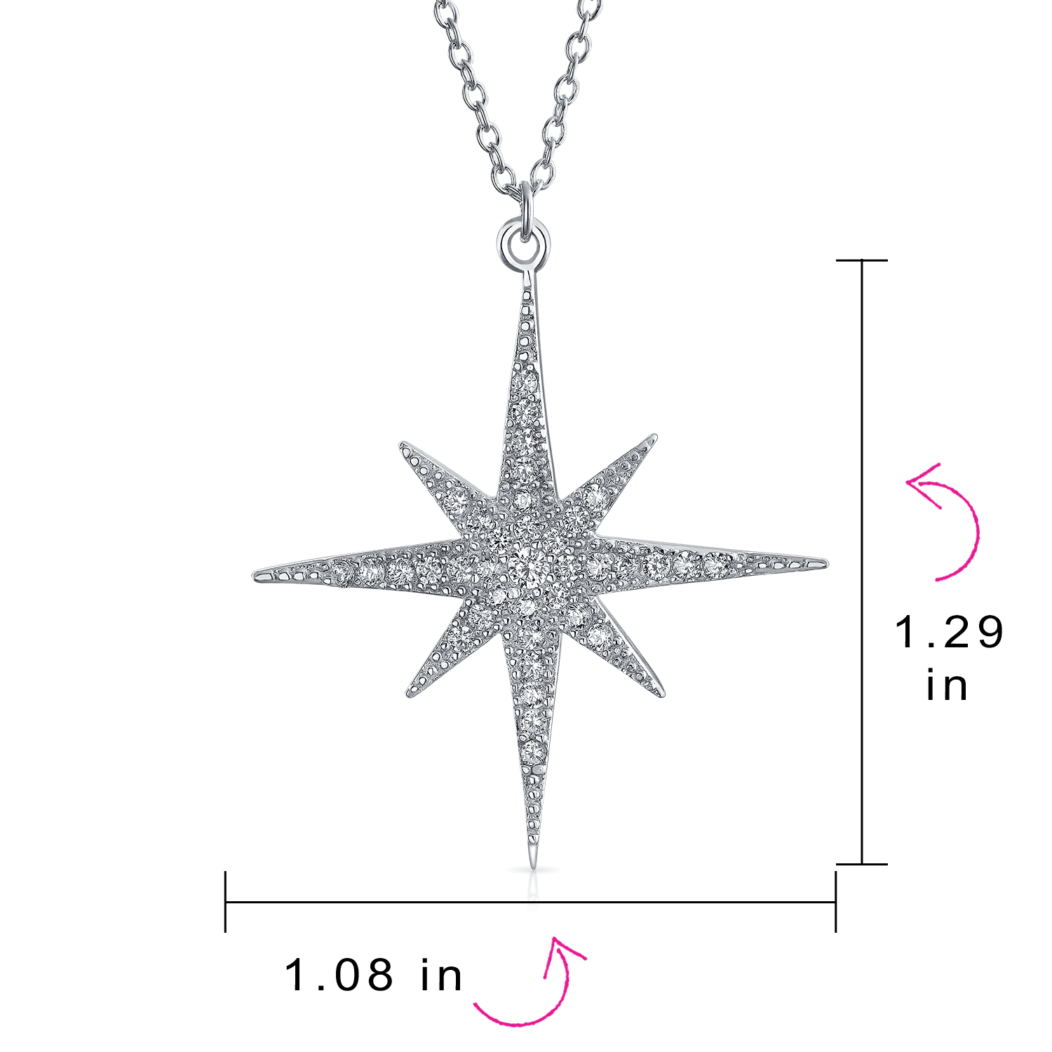 Small 8-pointed Star Shape Pendant Necklace With Zircon - Etsy