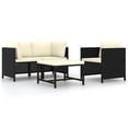 thumbnail image 1 of vidaXL 4 Piece Garden Sofa Set with Cushions Black Poly Rattan, 1 of 5