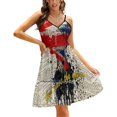 thumbnail image 1 of God Save The On Robe Col Carré Robe d'Été Douce Femme Élégante Imprimé Dos Nu God Save The, 1 of 5