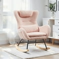 thumbnail image 4 of EBQOSK Rocking Chair Nursery, Modern Rocking Chair with High Backrest Pink, 4 of 7
