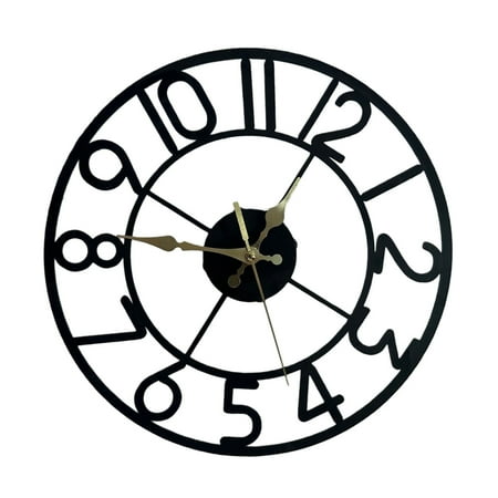 Gieenan 12inch Quiet Metal Wall Clock Elegant Arabic Roman Numerals Easy Installation
