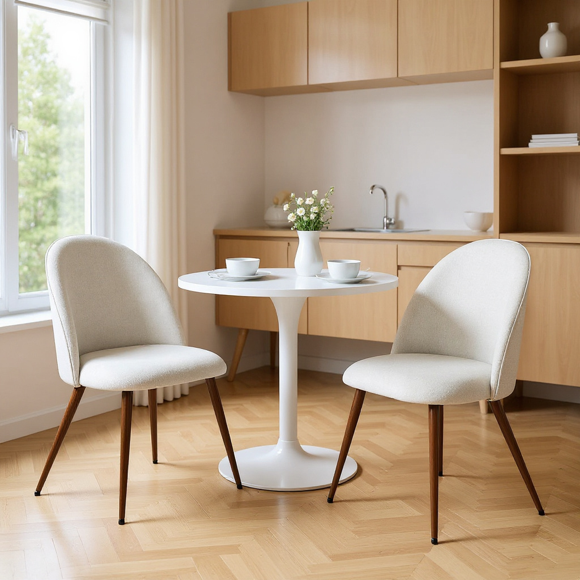 Homy Casa Set of 2 Modern Upholstered Accent Chairs with Curved Design and Metal Legs for Bedroom, Entryway, and Sitting Area