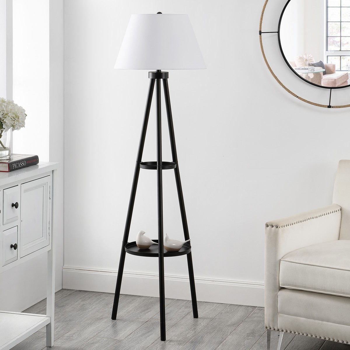 SAFAVIEH Dorea 63 in. Traditional Floor Lamp, Black