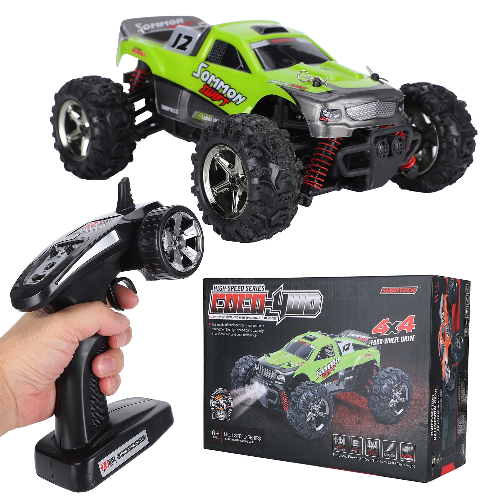 Children Rc Car Rc Car Toy 1:24 RC Car Full Scale Remote Control Car  Children Kids Children RC Car ToyGreen