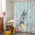thumbnail image 4 of Easter Shower Curtain Bunny Easter Eggs Shower Curtains for Bathroom Decor, Waterproof Polyester Shower Curtain Set with Hooks, Extra Long 72" x 78" Wood Grain Spring Floral Rabbit, 4 of 9