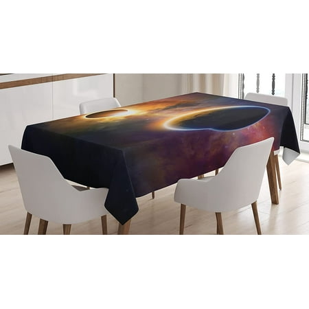 

Outer Space Tablecloth Planet in Milky Way Dark Nebula Gas Cloud Celestial Solar Eclipse Galaxy Theme Dining Room Kitchen Rectangular Table Cover 60 X 84 Purple Blue