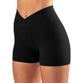 thumbnail image 4 of Zhuge Pantalones cortos de ciclista de cintura alta para mujer, paquete de 2, pantalones cortos de yoga con cintura cruzada, pantalones cortos para correr, leggings con o sin bolsillo, 4 of 5