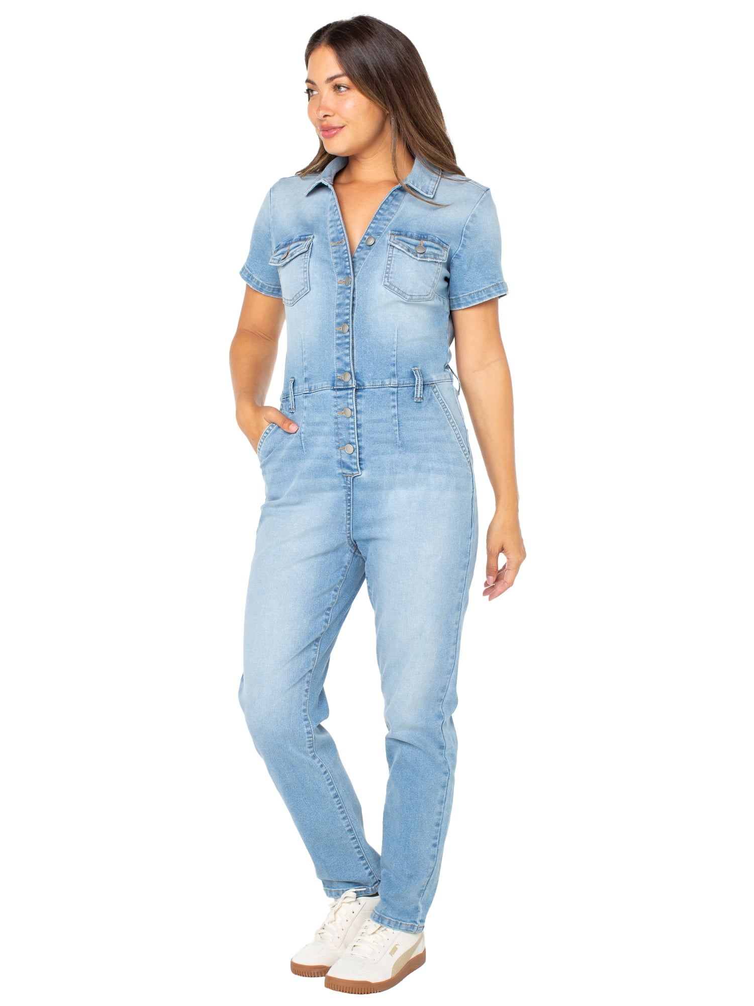 Celebrity Pink Slim Fit Short Sleeve Boilersuit, Juniors