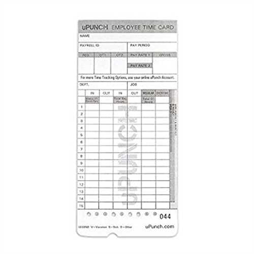 50 uPunch Time Cards for HN4000