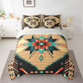 thumbnail image 3 of Feelyou Retro Mandala Aztec Twin Bedding Sets 7-Piece for Men, Hippie Western Fashion Bedding Comforter Set, Black Wheat Triangle Reversible Sheet Sets, Super Cozy Room Decor, 3 of 9