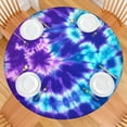 thumbnail image 2 of Purple Blue Tie Dye Pattern Round Fitted Tablecloth with Elastic Edge,Dining Table Cover Waterproof,Outdoor Round Tablecloth for Camping,Dining,Indoor and Outdoor, 2 of 7