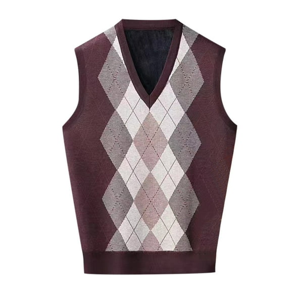 uikmnh Fall Sweater Mens Autumn Winter Casual Fashion V Neck Sleeveless Knit and Vest Sweater Vest