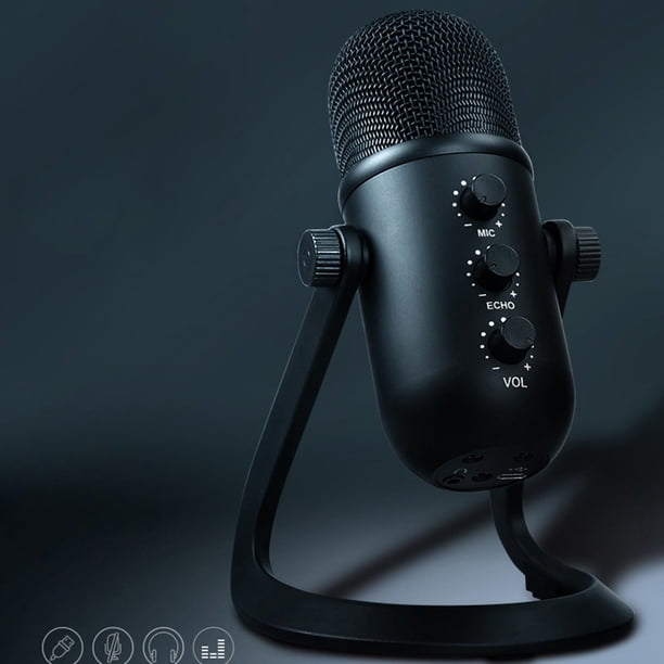 Micrófono condensador de con cable cardioide profesional, micrófono Vocal de escritorio para fiestas de bodas con soporte para altavoz, escenario, para Android perfke Estudio USB PC Micrófono