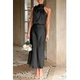thumbnail image 2 of PRETTYGARDEN Women's Satin Dress Elegant Sleeveless Mock Neck Cocktail Party Maxi Dresses, 2 of 6
