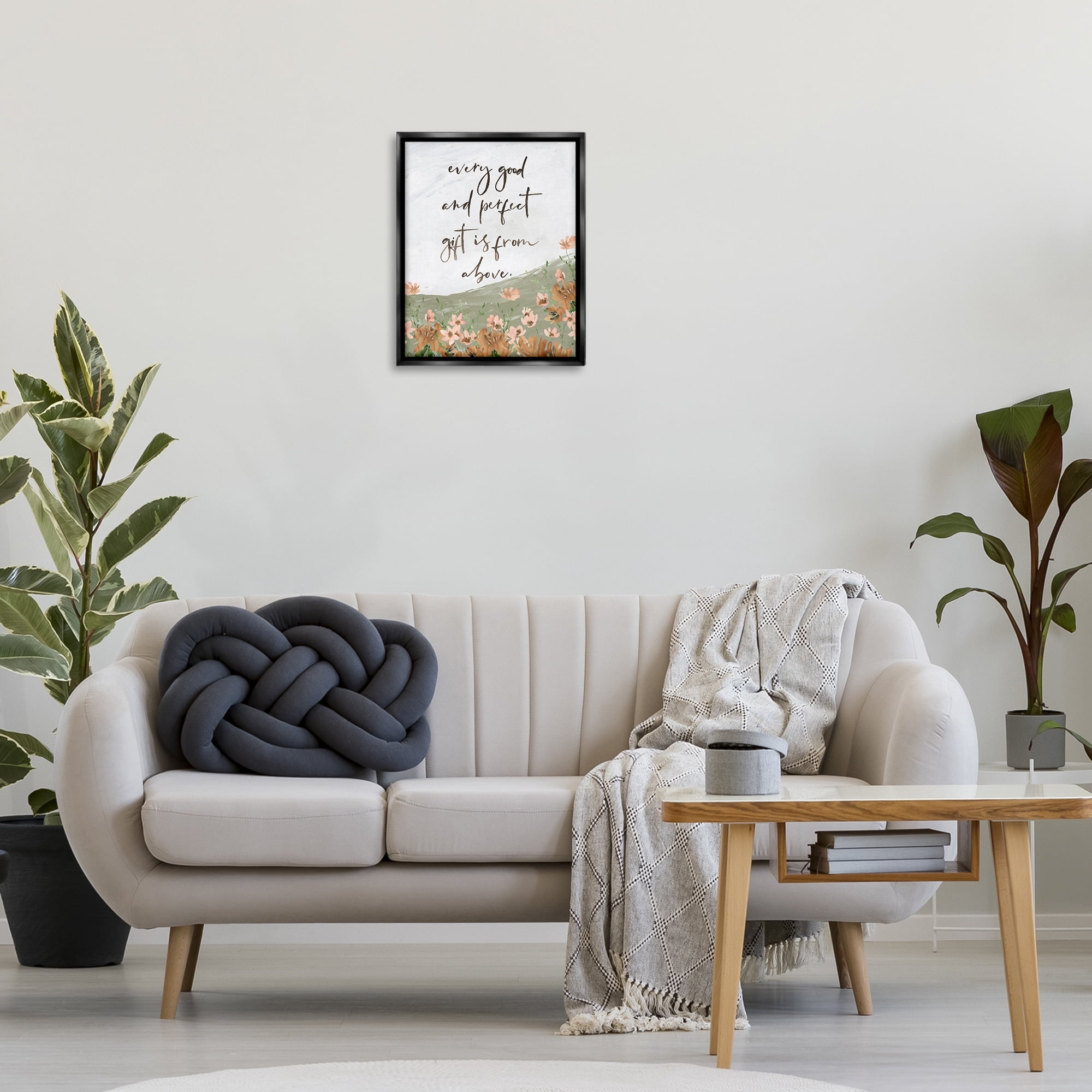 Stupell Industries Gifts From Above Religious Painting Black Floater Framed Art Print Wall Art, 17 x 21
