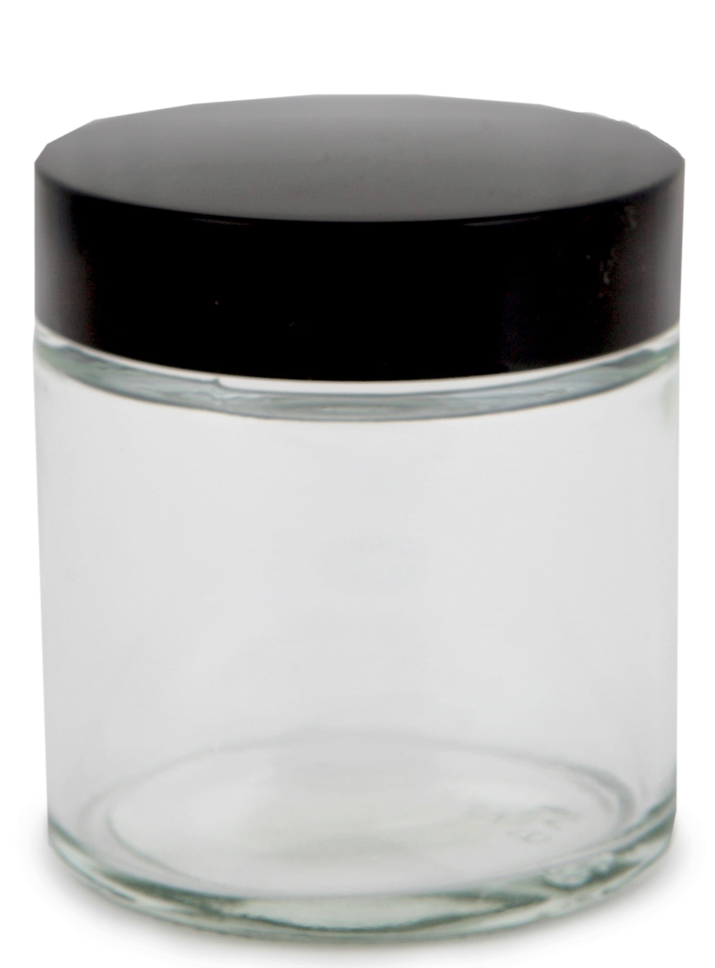 Vivaplex, 12, Clear, 4 oz Round Glass Jars, with Inner Liners and Black Lids
