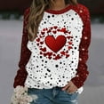thumbnail image 2 of Womens Hearts Print Tunic Tops Crewneck Raglan Long Sleeve Loose Valentines Day Sweatshirts Pullover Blouses (XL, Red 06), 2 of 5