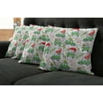 thumbnail image 2 of Cars Throw Pillow Cushion Case Pack of 4, Noel New Year Celebrations Christmas Composition with Green Cars Santa Hats, Modern Accent Double-Sided Print, 4 Sizes, Lime Green Scarlet, by Ambesonne, 2 of 6