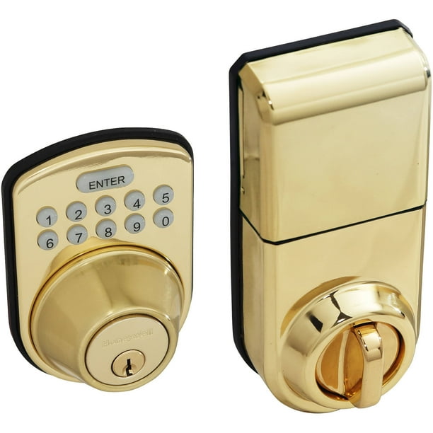 Honeywell Digital Lock and Deadbolt in Polished Brass