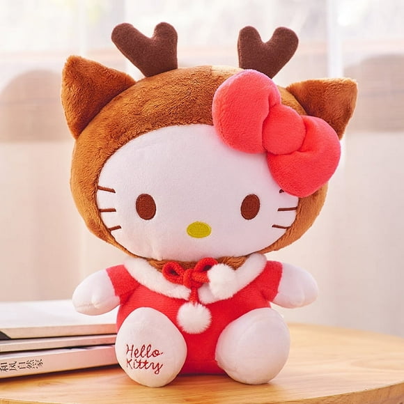 Hello Kitty Christmas elk Plush Toys, Cat Plush Toys, Pillow Plush, Soft Doll Toys, Stuffed Animals Toy Birthday Gifts for Girls Kids 20cm Christmas Gift Birthday Gift Children