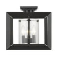 thumbnail image 1 of Golden Lighting Smyth 12" 3-Light Metal Semi-Flush Mount in Matte Black/Clear, 1 of 5