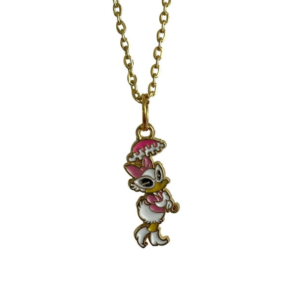 Cartoon Necklace - Daisy Duck Pink Umbrella Charm Pendant Jewelry
