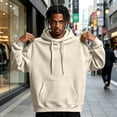 thumbnail image 2 of Domuza Fleece Hooded Sweatshirt for Men Casual Long Sleeve Hoodies Pullover Fashion Drawstring Hoodie with Kanga Pocket Earthy Yellow 3XL, 2 of 7