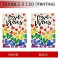 thumbnail image 3 of Love Wins Rainbow Heart Garden Flag Double Sided, LGBTQ Gay Lesbian Decorative Yard Outdoor Home Pride Month Small Decor, LGBT Bisexual Pansexual Burlap Outside House Decoration 12.5 x 18, 3 of 6
