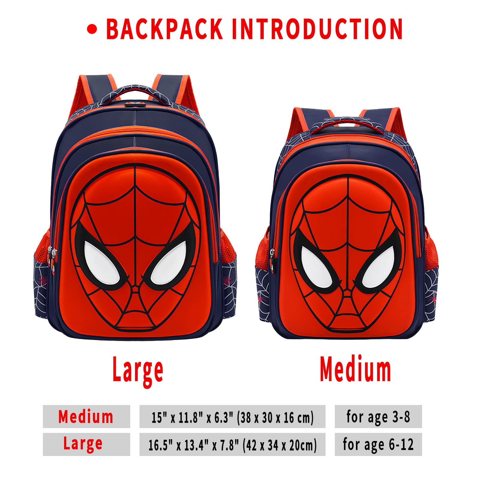 Cartoon Anime Backpack 3D Waterproof Travel Backpacks Daypack for Hiking Camping Large Capacity Backpack,Red Navy - Medium