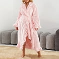 thumbnail image 2 of purcolt Robes for Women, Cute Ruffled Soft Warm Cozy Plush Fleece Bathrobe Full-Length Lightweight Spa Robe Loungewear with Pockets, 2 of 9