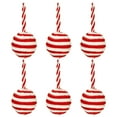 thumbnail image 2 of BiFandian 6 Pack Plush Christmas Tree Ball Ornament, Red & White Striped Hanging Christmas Balls Decoration, Shatterproof Festive Holiday Decor Indoor, 3.1 inch, 2 of 6